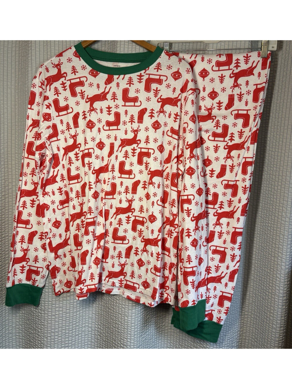 Carter's Adult Pajamas 2 Piece Family Christmas Ornaments Sleigh Deer SZ XXL